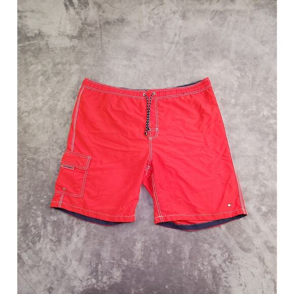 TOMMY HILFIGER Sz XL Swim Trunks Men’s Board Shorts Red Spell Ca16 - Picture 1 of 6